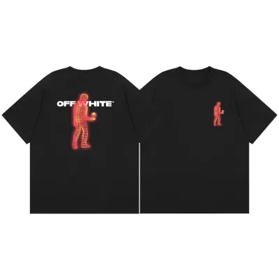 Off White kortärmad replika 1:1 lyxig Arrow Lettering Sleeve