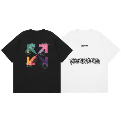Benvit kortärmad replika lyxig Arrow Lettering Sleeve Shirt