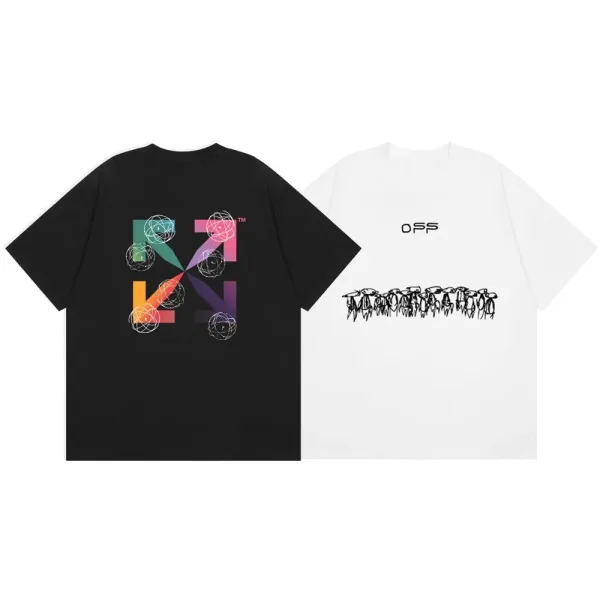 Benvit kortärmad replika lyxig Arrow Lettering Sleeve Shirt