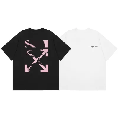 Benvit kortärmad replika lyxig Arrow Lettering Sleeve Shirt