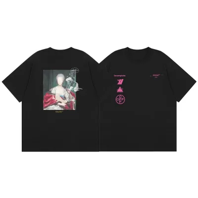 Benvit kortärmad replika lyxig Arrow Lettering Sleeve Shirt