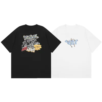 Benvit kortärmad replika lyxig Arrow Lettering Sleeve Shirt