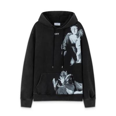 Off White Sweatshirt replika 1:1 Black Washed Ss Portrait Oil