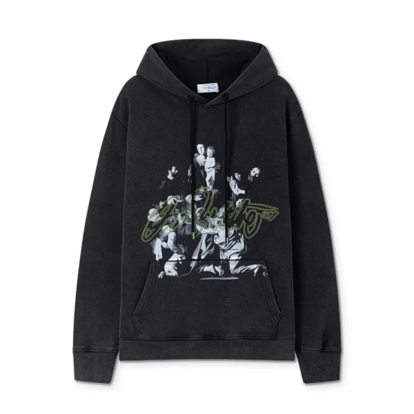 Off White Sweatshirt replica lyx Black Washed Ss Portrait Oil