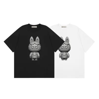 Palm Angels kortärmad replika 1:1 White Black Logo Labubu