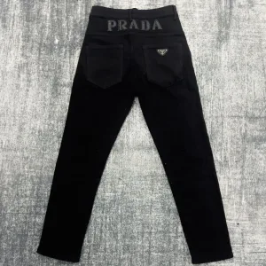 Prada Jeans replika lyx Denim Läder Snygg Perfekt Stretchigt tyg