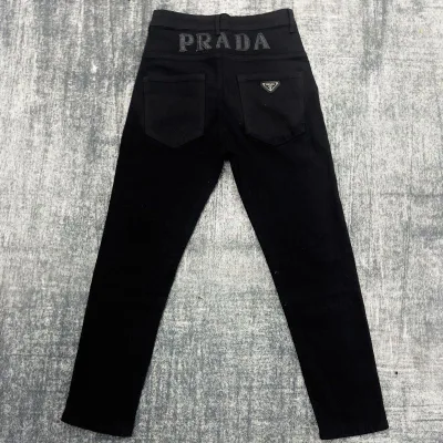 Prada Jeans replika lyx Denim Läder Snygg Perfekt Stretchigt tyg
