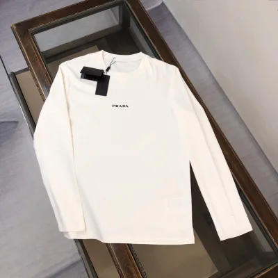 Prada Långärmad replika lyx Svart Vit Bomull Logo It