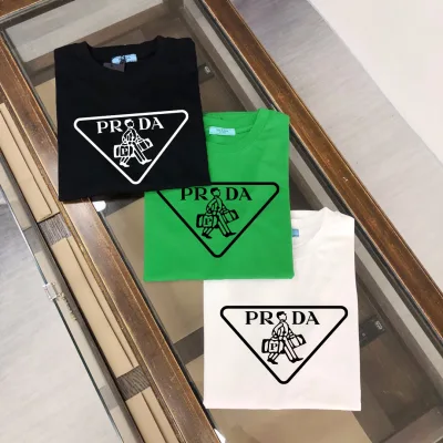 Prada kortärmad replika lyxig svart vit bomull Logo It