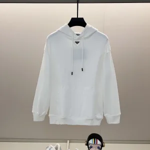 Prada Sweatshirt replica lyx Svart Vit Bomull Nylon Logotyp tvättad