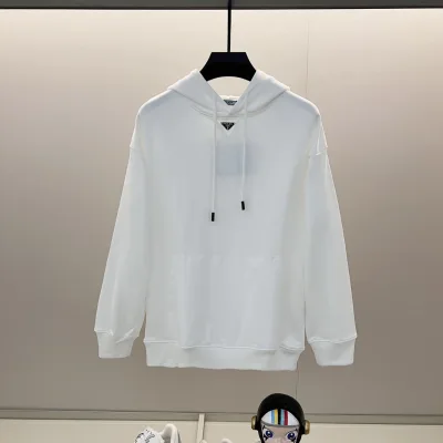 Prada Sweatshirt replica lyx Svart Vit Bomull Nylon Logotyp tvättad