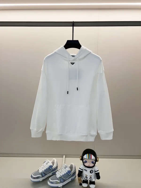 Prada Sweatshirt replica lyx Svart Vit Bomull Nylon Logotyp tvättad