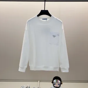 Prada Sweatshirt replica lyx Svart Vit Bomull Nylon Logotyp tvättad
