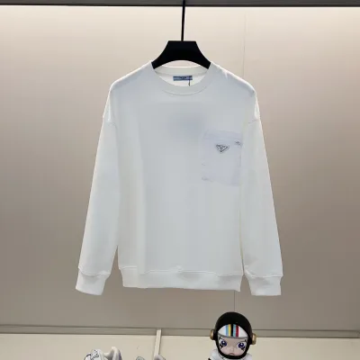 Prada Sweatshirt replica lyx Svart Vit Bomull Nylon Logotyp tvättad