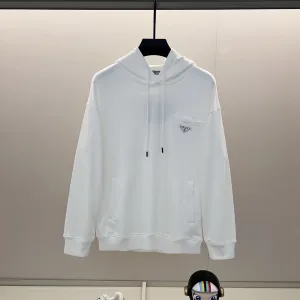 Prada Sweatshirt replika lyx super klon Svart Vit Bomull Logotyp