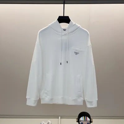 Prada Sweatshirt replika lyx super klon Svart Vit Bomull Logotyp