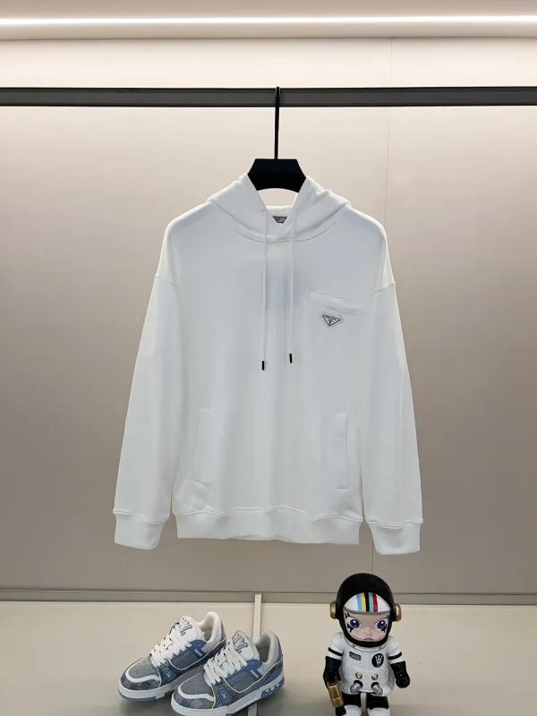 Prada Sweatshirt replika lyx super klon Svart Vit Bomull Logotyp