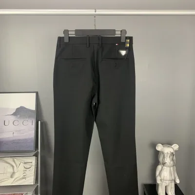 Prada Byxor replica lyx super clone Black Silk Logo To