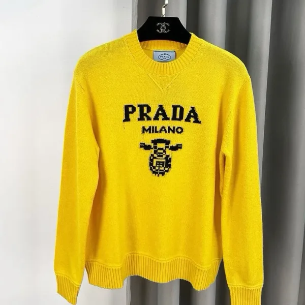 Prada Damtröja replika lyx Vit Grå Cashmere Crew Neck