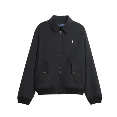 Ralph Lauren Coat replika lyxig svart marinbl?£¤ bomull broderad logotyp