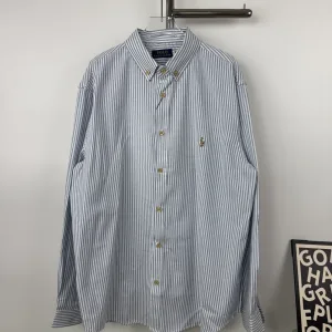 Ralph Lauren Skjorta replika lyx Blue Logo Striped Is It