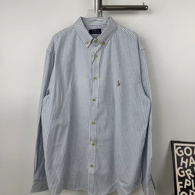 Ralph Lauren Skjorta replika lyx Blue Logo Striped Is It