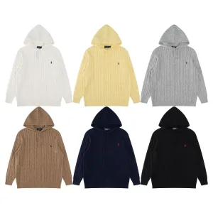 Ralph Lauren Tröja replika lyx Vit Gul bomull Logo Broderi