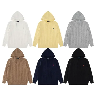 Ralph Lauren Tröja replika lyx Vit Gul bomull Logo Broderi