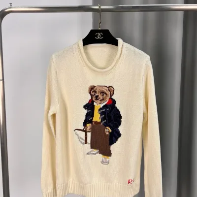 Ralph Lauren Damtröja replika 1:1 2019 bomullsbroderad björn