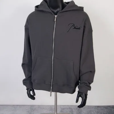 Rhude Jacka replica lyx Svart Grå Broderad Marlboro Bokstäver Zip