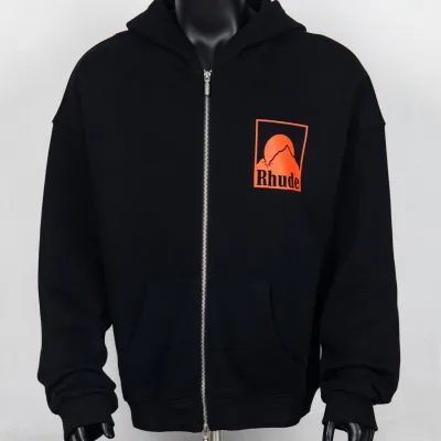 Rhude Sweatshirt replika super klon Black Sunset Terry Zip Hoodie