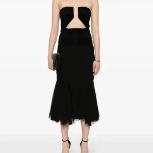 Rick Owens Kvinnor Fishtail Kjol replika lyx 1:1 Black Silk