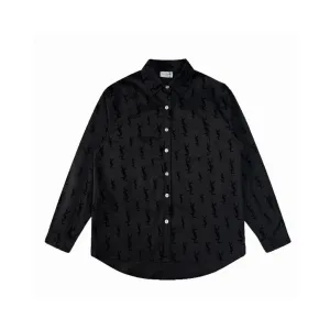 Saint Laurent Skjorta replika superklon Svart Klassisk Ysl Flockad