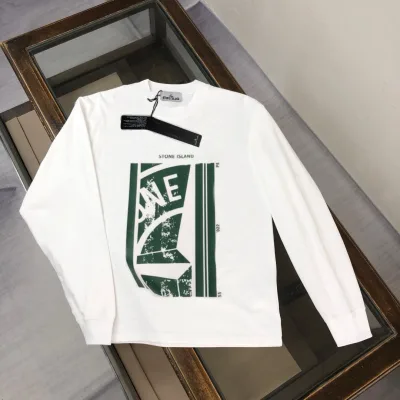 Stone Island långärmad kopia lyxig bomullslogotyp Höstvinter