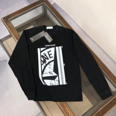Stone Island långärmad replika superklon bomullslogotyp Is