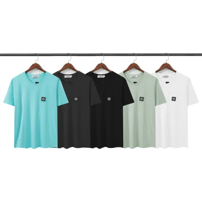 Stone Island kortärmad replika 1:1 Black Ivory Cotton Logo