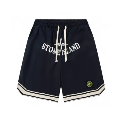 Stone Island Shorts replika 1:1 Black Silk Cotton Logo Brodered