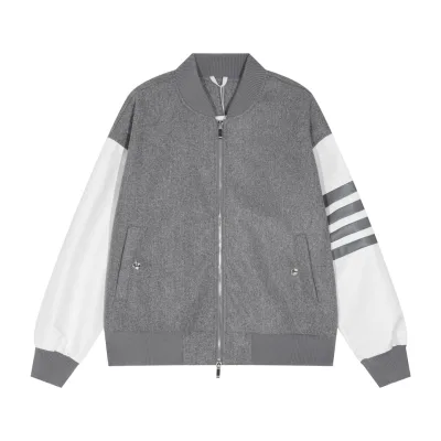 Thom Browne Coat replica 1:1 Grey Navy Cashmere Cowhide Classic