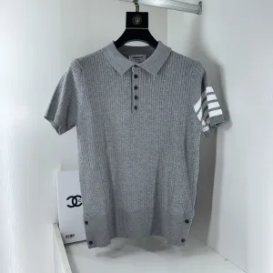 Thom Browne Sweater replica 1:1 Grey Knit Vintage Washed Polo