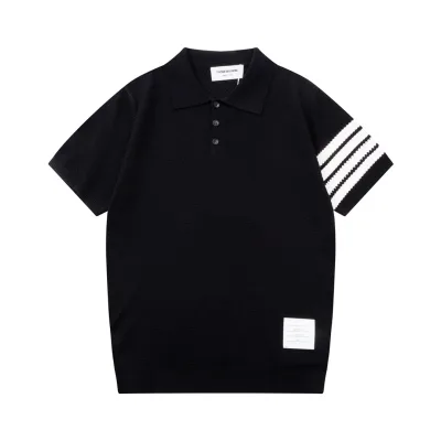Thom Browne Sweater replika lyx svart stickad vintage tv?¡èttad 80-tal