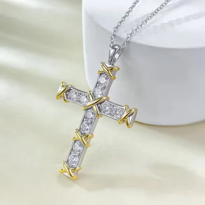 Tiffany Halsband replika 1:1 White Gold Cross