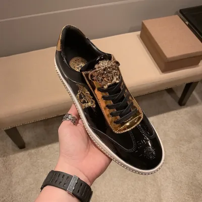 Versace Casual Schuhe Replik Luxus Rindsleder Schaffell Stickerei Original Offizielle