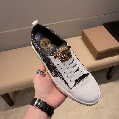 Versace Casual Schuhe Replik Luxus Rindsleder Schaffell Original One Bequem