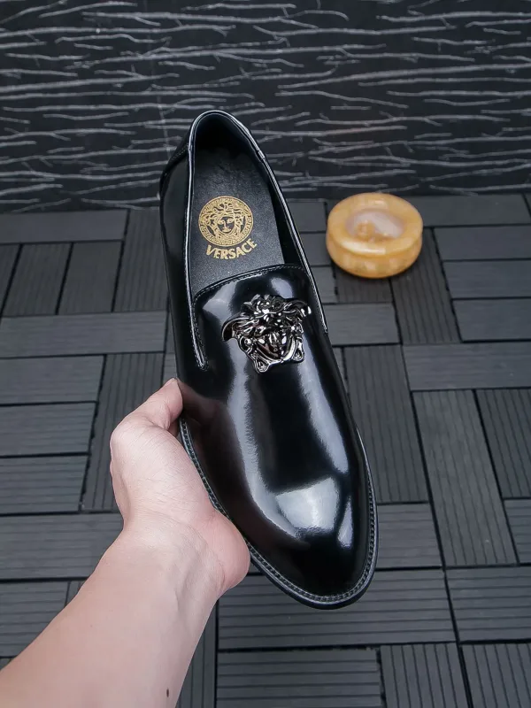 Versace Lederschuhe Replik Luxus Kalbsleder Schaffell Slip Perfekt Offizielle