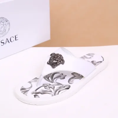 Versace Slides Replik Luxus Rindsleder Schaffell Marke Größe anpassbar Stoff
