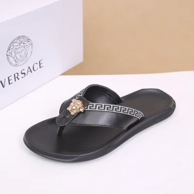 Versace Slides Replik Luxus Rindsleder Schaffell Marke Größe anpassbar Stoff