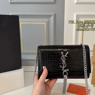 Yves Saint Laurent Chain Bag Replik 1:1 Leder Solid Elegant