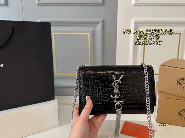 Yves Saint Laurent Chain Bag Replik 1:1 Leder Solid Elegant