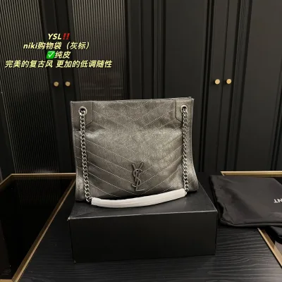 Yves Saint Laurent Einkaufstasche Replik Super Klon Schwarzes Leder