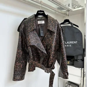 Yves Saint Laurent Dam Jacka replika lyx Läder Cool Is
